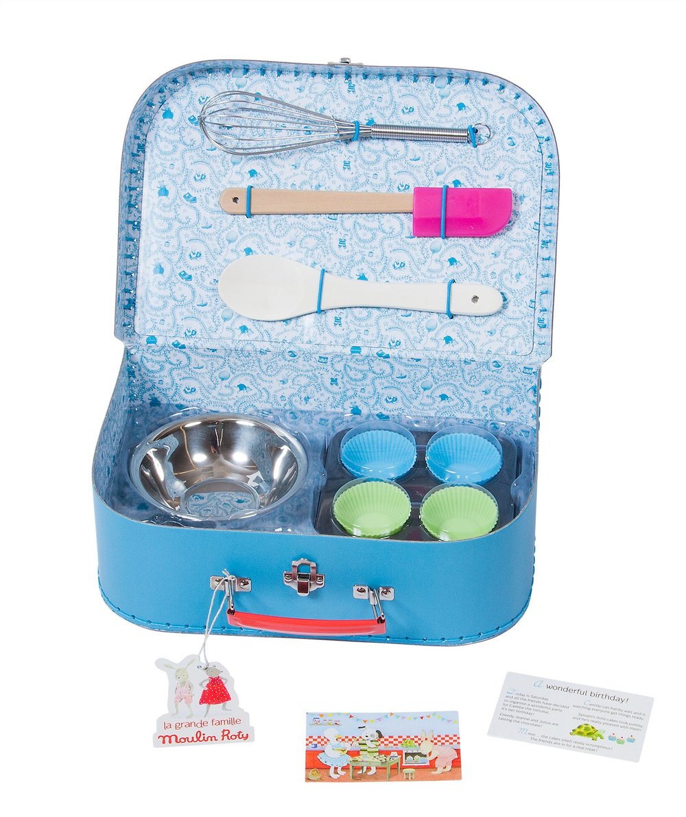 Moulin Roty | My First Baking Set with 12 Real Utensils in Illustrated Carry Case | Age: 3+
