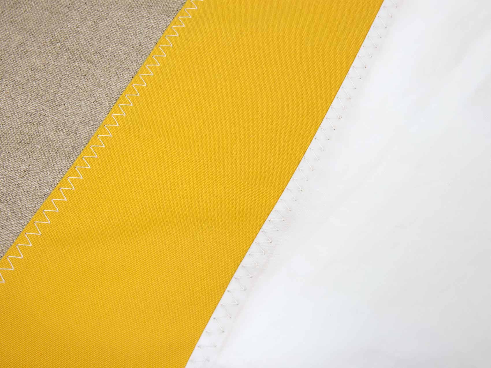 727 Sailbags | Maxi Bean Bag | Sail, Linen & Leather | Natural, White & Yellow | Size 140cm x 140cm