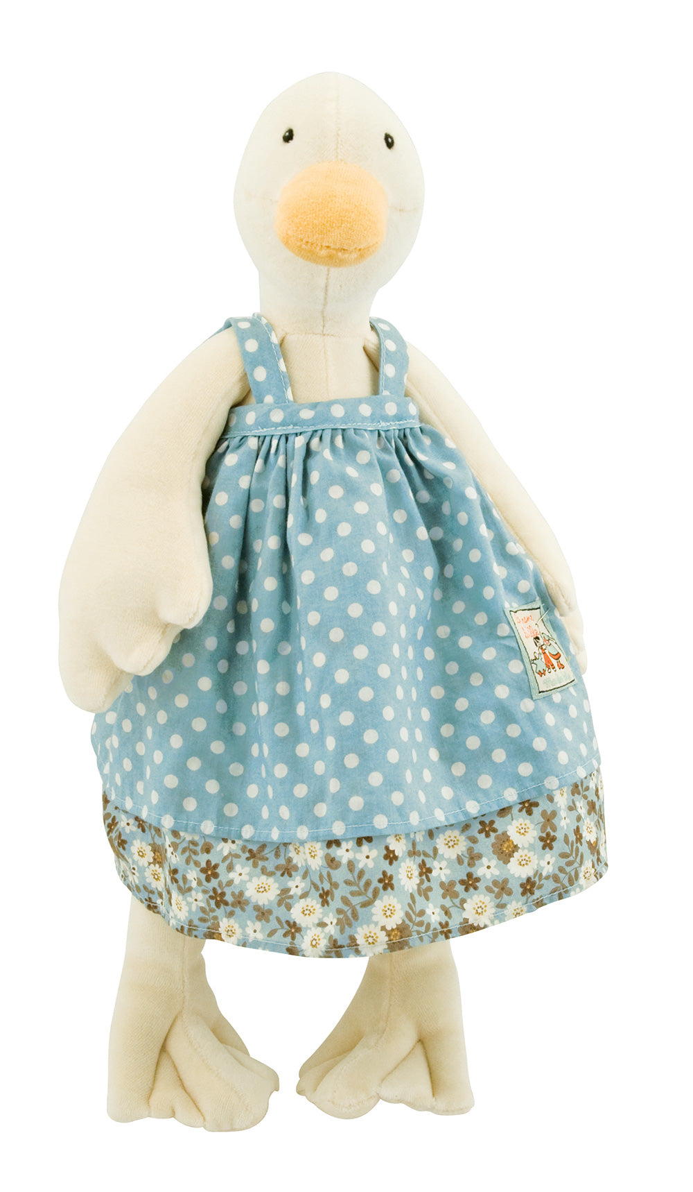 Moulin Roty | Cotton Soft Toy | 'La Grande Famille' Jeanne The Goose in Blue Dress | Size: 50cm | Age: 0+