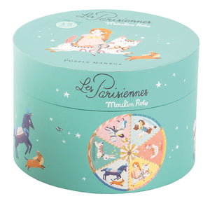 Moulin Roty | 45-Piece Puzzle in Illustrated Round Box | Theme: Paris | Age: 4+