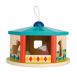 Moulin Roty | Wood Yurt Shape Sorter | 'Zig Zag' collection | Multi-colours | Size: 20cm x 12.5cm | Age: 1+