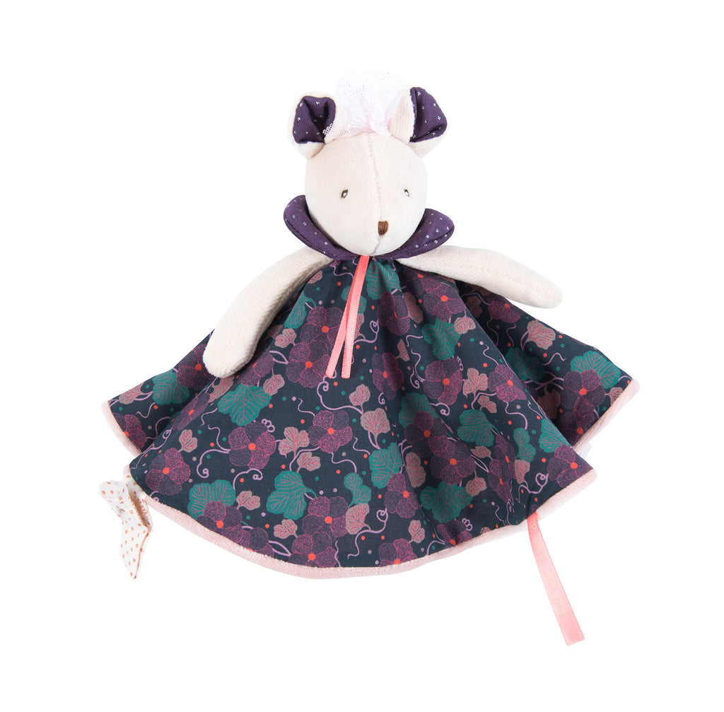 Moulin Roty | Cotton Comforter | Lala the Mouse | Floral Print | Size: 24cm | Age: 0+