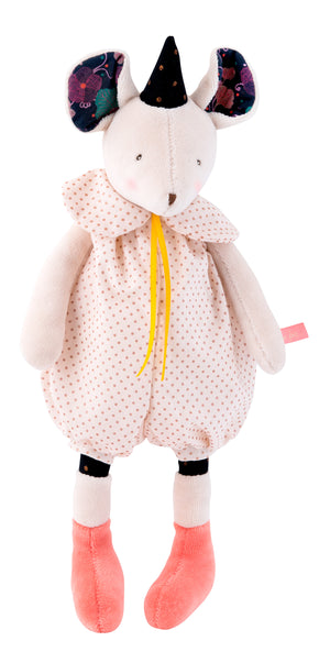 Moulin Roty | Soft Toy | Mouse in Pink & Gold Polka Dot Bloomers | Size: 30cm | Age: 0+