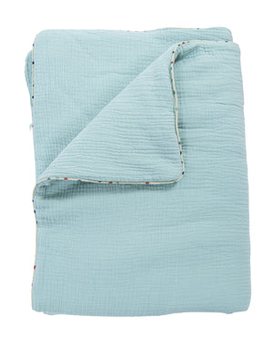 Moulin Roty | 100% Cotton Blanket | Blue | Size: 90cm x 70 cm
