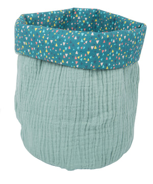 Moulin Roty | 100% Cotton Round Basket | Blue