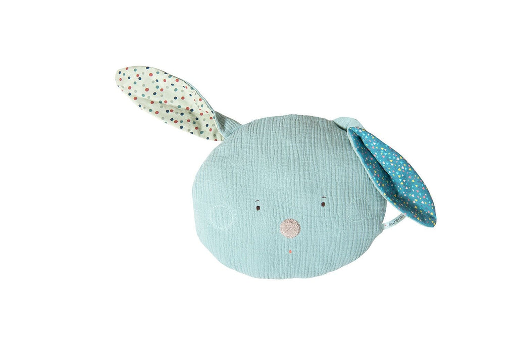 Moulin Roty | 100% Cotton Rabbit Shaped Cushion | Blue | Age: 1Y+