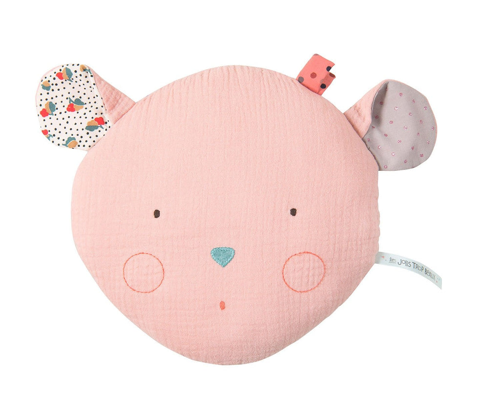Moulin Roty | 100% Cotton Mouse Shaped Cushion | Pink | Age: 1Y+