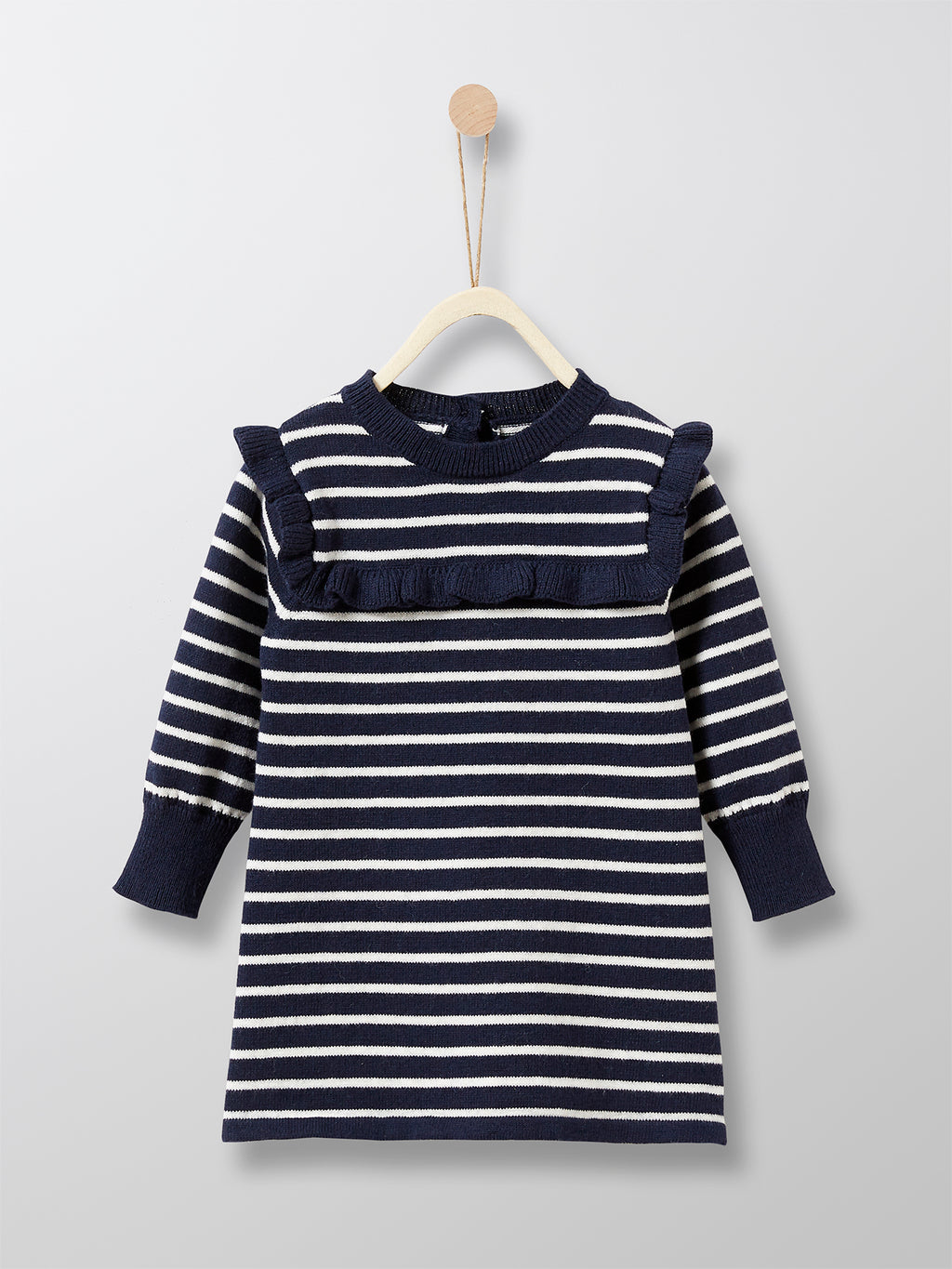 Cyrillus Paris | Girl's Nautical Knit Dress | Cotton + Wool | Sailor Stripes | 1Y, 2Y, 3Y
