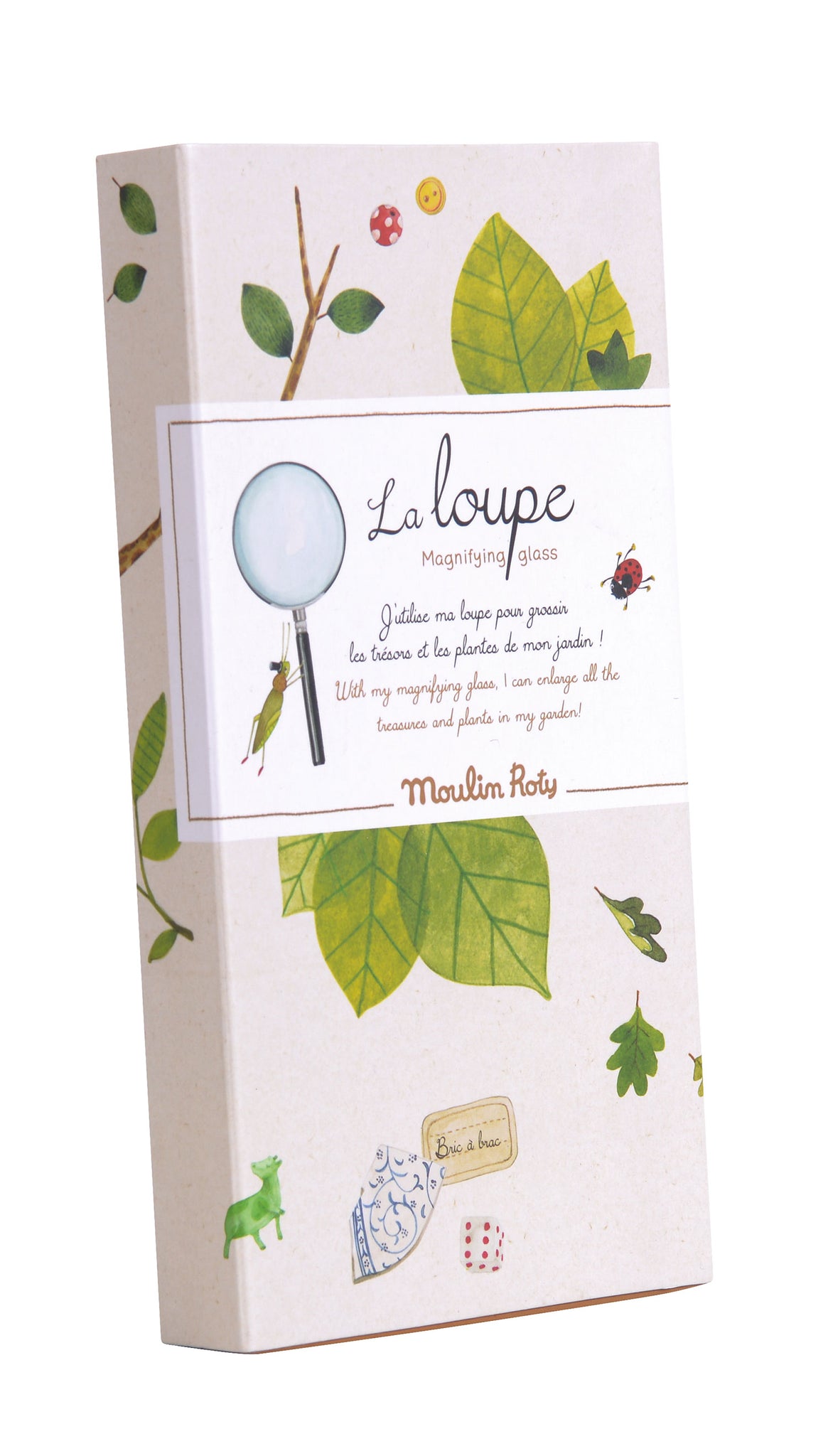 Moulin Roty | Real Magnifying Glass in Illustrated Gift Box | 'Le Jardin' | Age: 3+