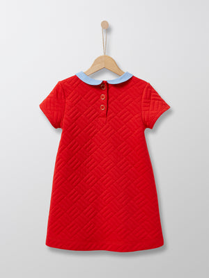 Cyrillus Paris | Girl's Dress with Peter Pan Collar | Fleece | Bright Red | 3Y,6Y