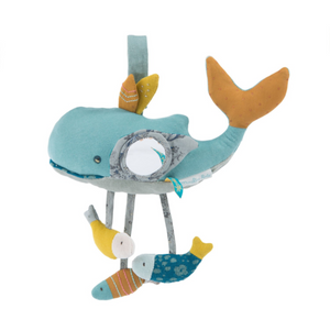 Moulin Roty | Fabric Activity Rattle | Whale | Size: 27cm | Age: 0+