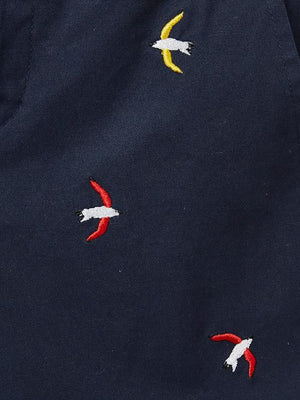 Cyrillus Paris | Boy's embroidered Bermuda shorts | 100% Cotton | Navy | Size 6-8Y