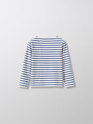 Cyrillus Paris | Boy's sailor-stripe T-shirt with long sleeves | 100% Cotton | Cyan | Size 6-8Y