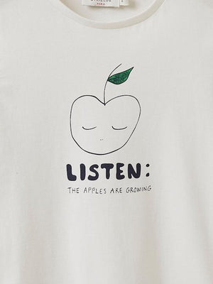 Cyrillus Paris | Girl's designer T-shirt | 100% Organic Cotton | Cream / Apple | Size 6-8Y
