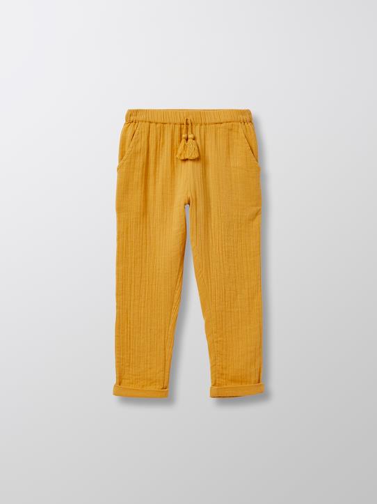 Cyrillus Paris | Girl's muslin trousers | 100% Cotton Muslin | Saffron | Size 6-8Y