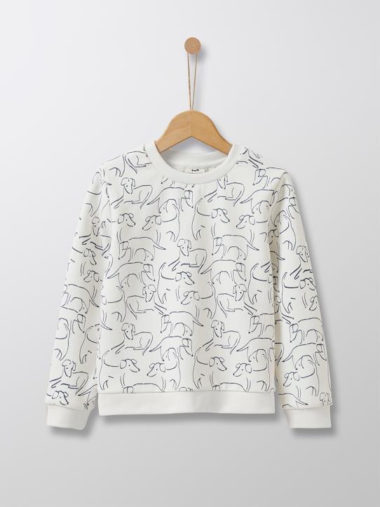 Cyrillus Paris | Girl's novelty sweatshirt | Fleece | Dog Print | Size 6-8Y
