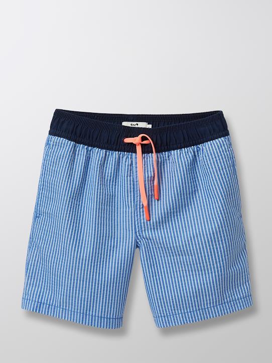 Cyrillus Paris | Boy's stripe swim shorts | Blue Stripes | Size 6-8Y