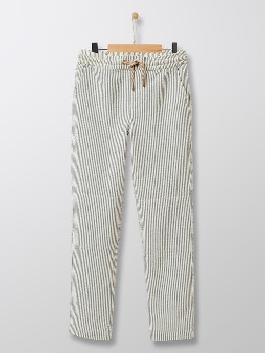 Cyrillus Paris | Boy's Toile Trousers | 100% Cotton | Vanilla/Blue | 6-8Y