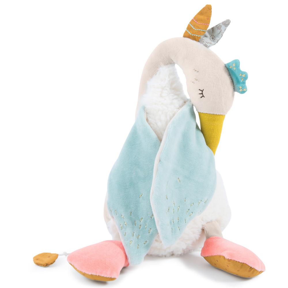Moulin Roty | Fabric Musical Soft Goose Toy | Olga's Travels collection | Age: 0+