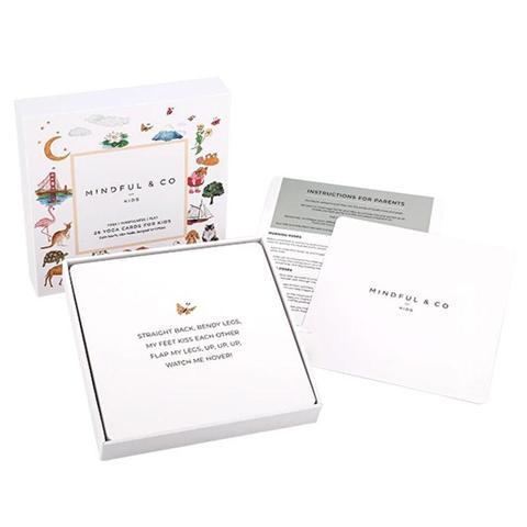 26 hand-illustrated, beautifully crafted yoga cards for kids. Box and Inside