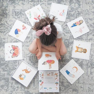 26 hand-illustrated, beautifully crafted yoga cards for kids. Cards with a kid. 