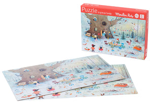 A 45-piece puzzle on the theme of white Christmas is a great present for kids aged 5 years and over.