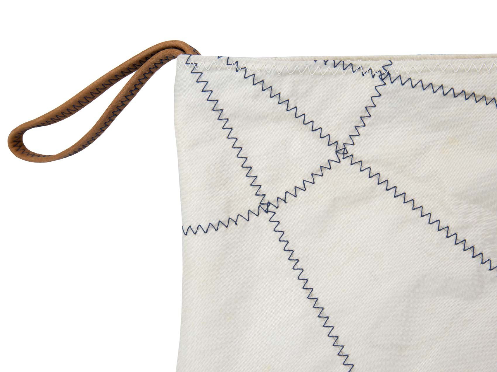 Made from 100% recycled sails from the last surviving 19th century legendary three-masted ship (the Belem) this clutch bag is an ode to traditional sailing and sustainable fashion, it is also a practical pouch that fits easily everywhere due to its small size. 
