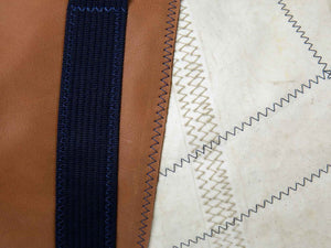 The Onshore travel bag from 727Sailsbags is made from 100% recycled sails, crafted and hand-sewn by expert seamstresses in France. It comes in beige and camel tones here. The sails come from the last-surviving tall ship from the 19th century, the Belem. It is a truly unique, vintage travel bag for men, sized perfectly for weekend getaways or longer breaks. The nautical fan in your life will love it! 
