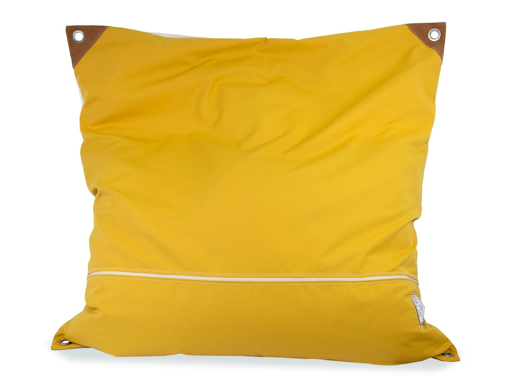 727 Sailbags | Filled Maxi Bean Bag | Sail, Linen & Leather | Natural, White & Yellow | Size 140cm x 140cm | FILLING + AUCKLAND METRO DELIVERY INCLUDED IN PRICE