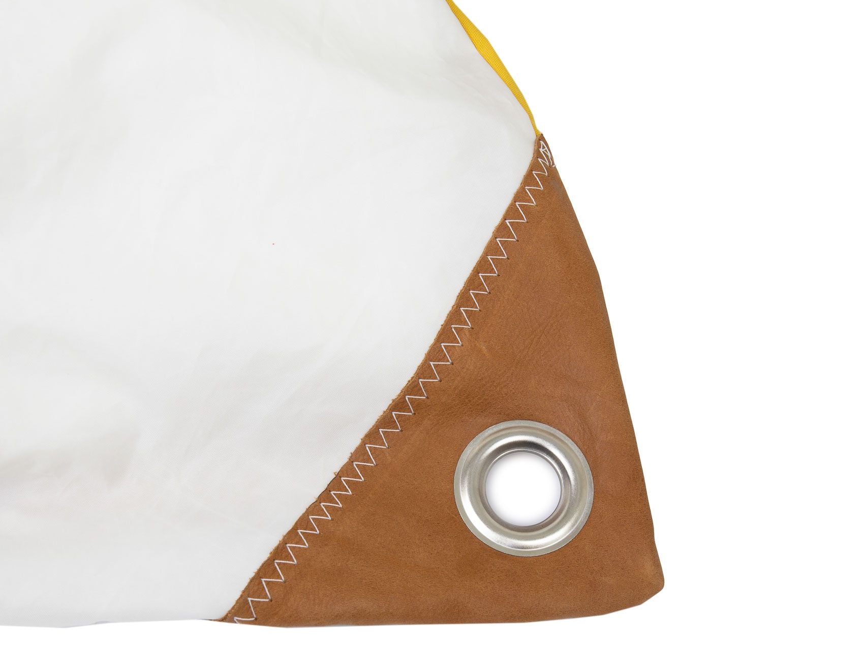 727 Sailbags | Maxi Bean Bag | Sail, Linen & Leather | Natural, White & Yellow | Size 140cm x 140cm